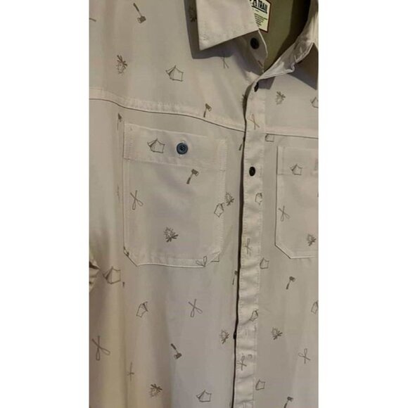 Lake & Trail Dri Wick Camp Themed Short Sleeve Button Up Mens L Shirt/CHARITY SA - Picture 3 of 7